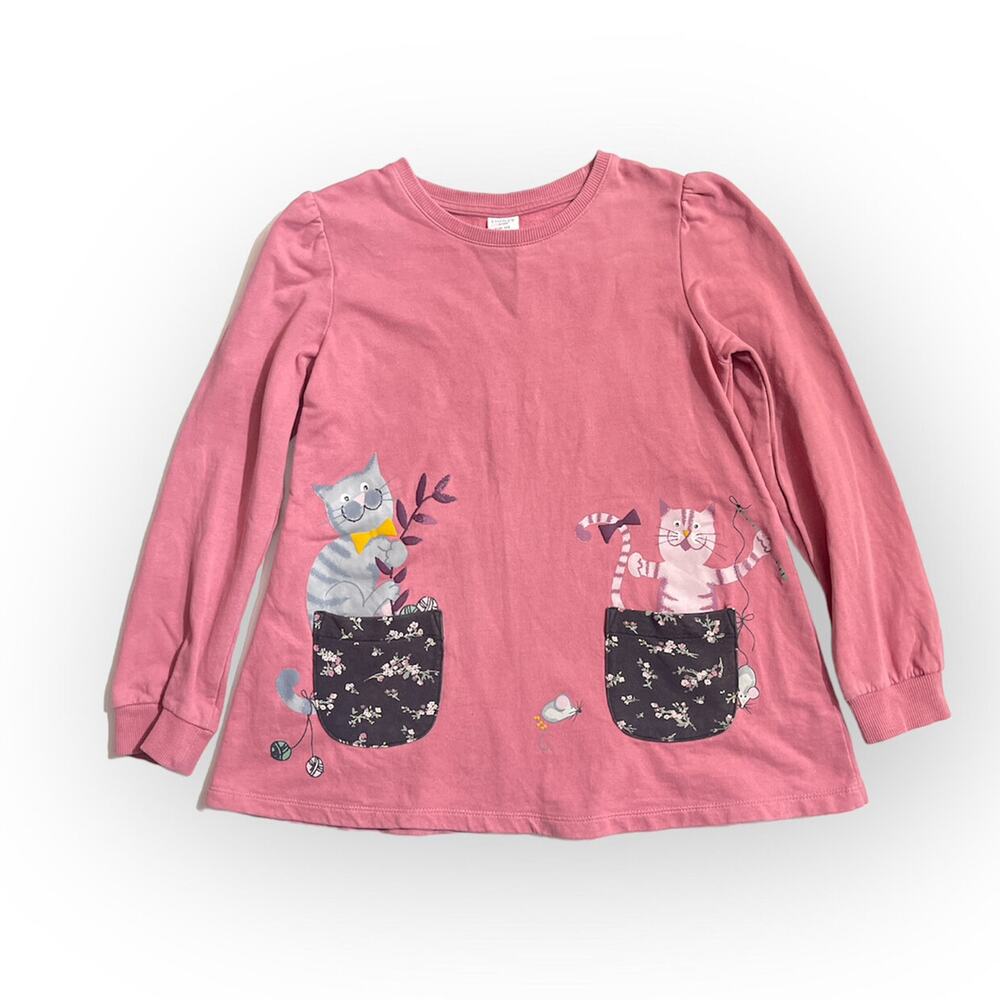 Pink Cat Print Kids Sweatshirt